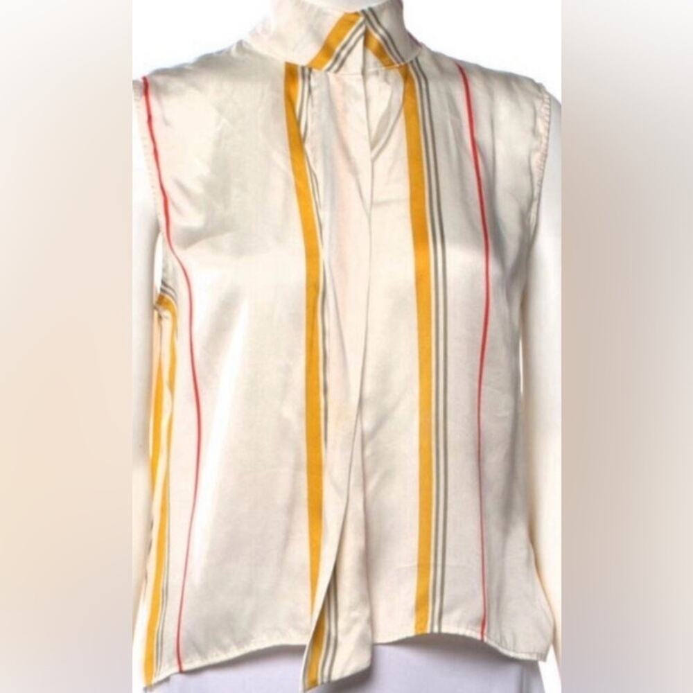Frame 100% silk Saffron Summer sleeveless striped shirt blouse, size XS